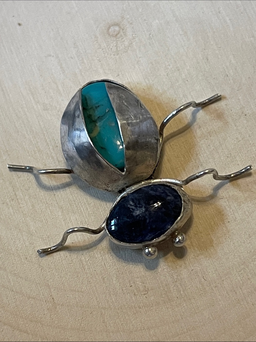 Sterling Silver Turquoise and Lapis Insect